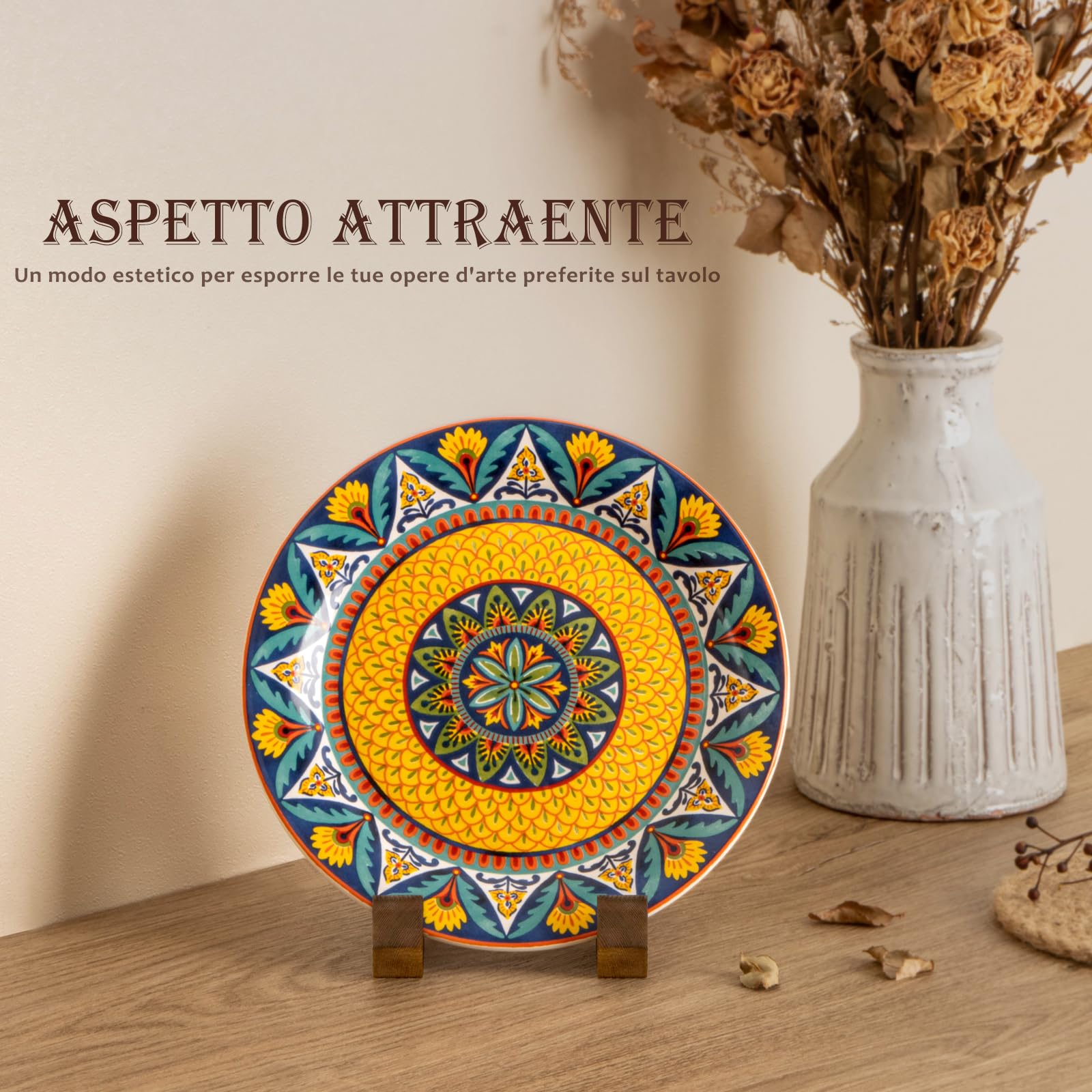 Supporto Per Piatti In Legno DEBETOOL - Cavalletto Decorativo Rustico Per Tavolo