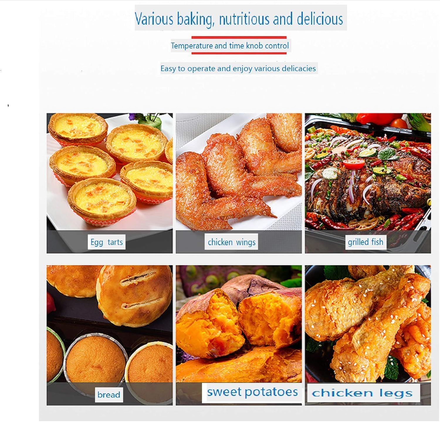 Various baked and grilled food items.