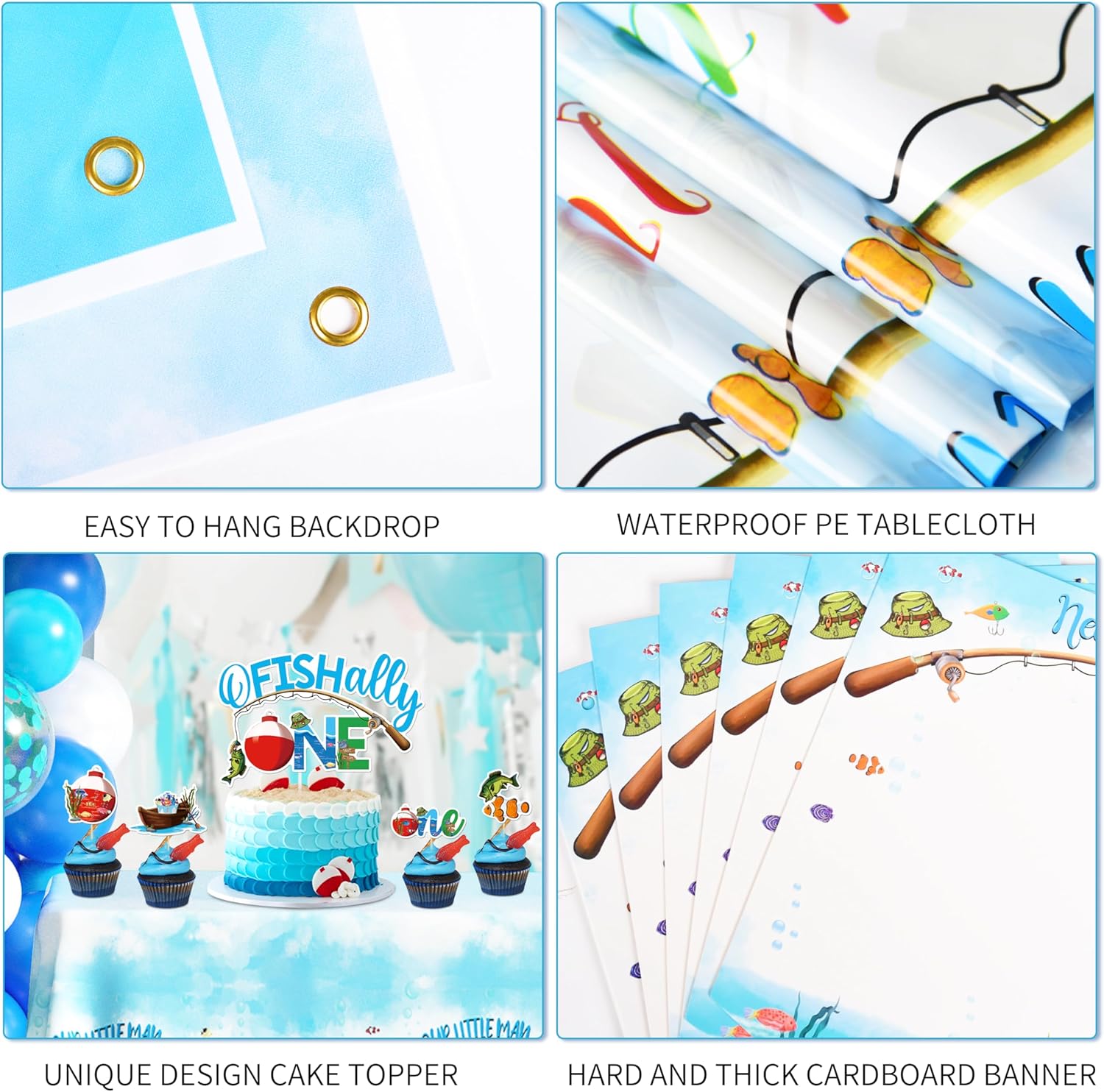 Ofishally One First Birthday Decorations Gone Fishing 1st Birthday Party Supplies Our Little Man Is Ofishally Turning One Blue White Latex Balloons Theme Party Decorations for Baby Boy