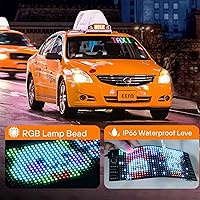 Vista 2 de Rayhome Mini letrero LED para automóvil, 6.7 x 2.76 pulgadas, panel de matriz LED flexible, USB 5 V, control de aplicación Bluetooth, letrero LED