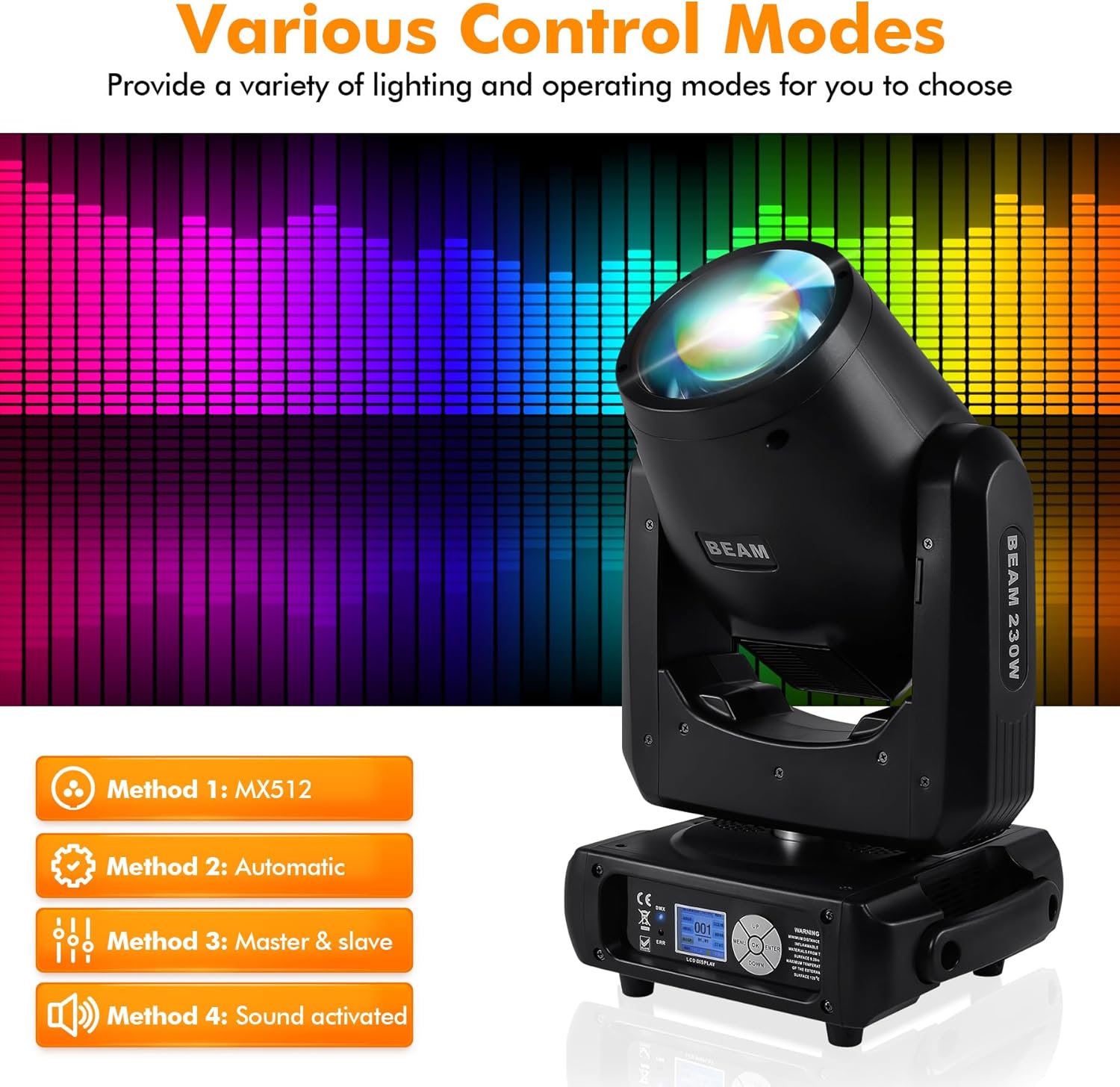 230W 7R Beam Moving Head Light, 8+16 Rotating Prisms Sharpy Stage Lighting, 16/20 DMX Channels, 540° Pan & 270° Tilt, Color/GOBO Wheels, Strobe & Dimming for DJ, KTV, Club, Wedding, Party - 2 Pack