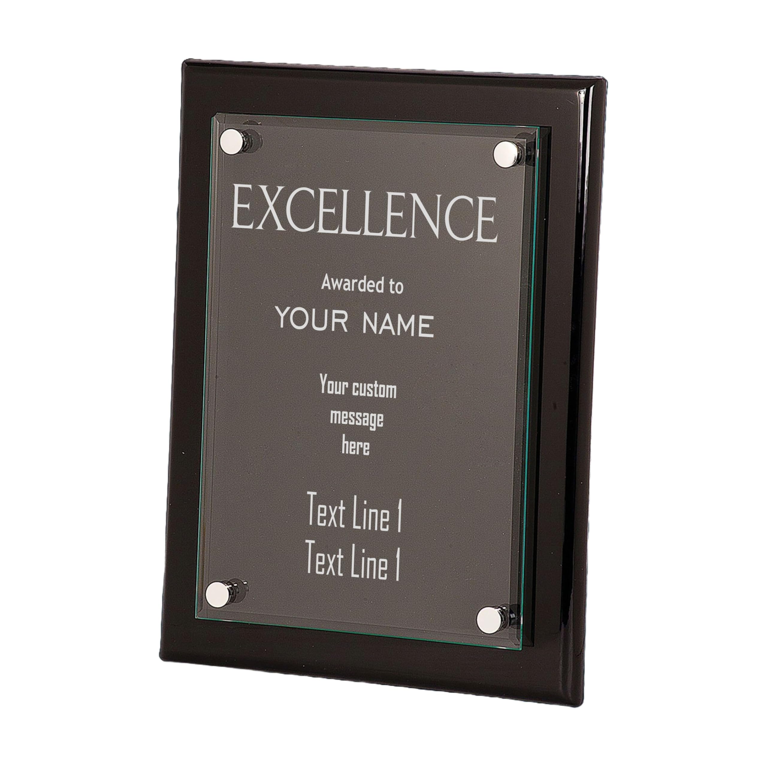 Personalized Excellence Plaque Award, Fully Customizable 8x10 Floating Glass Plaques, Business Awards for Employee Recognition Dedication