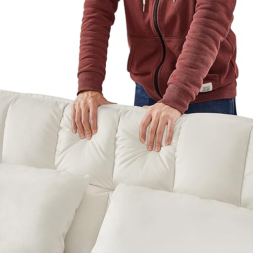 Miniatura 7 de P PURLOVE Sofá cama para sala de estar, sofá biplaza moderno de terciopelo con cama extraíble y 2 bolsas de almacenamiento, sofá cama pequeño para