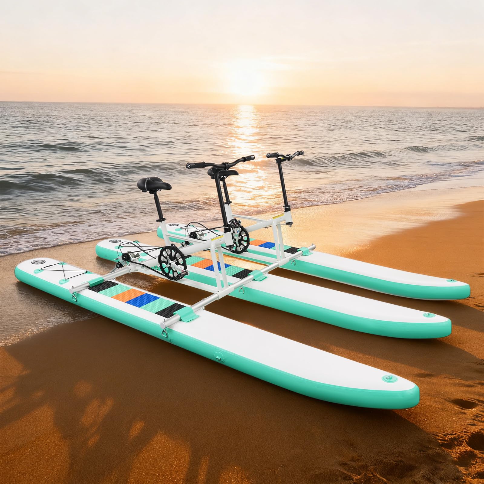Bicicleta de agua para 2 personas, inflable con una capacidad de carga de 180 kg, barco inflable de dos plazas con asientos ajustables, bote inflable a pedales