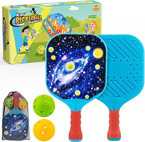 Miniatura 1 de Foayex Juego de 2 palas de pickleball para niños, juegos al aire libre, juguetes para patio, playa, piscina, campamento, viajes, regalos de