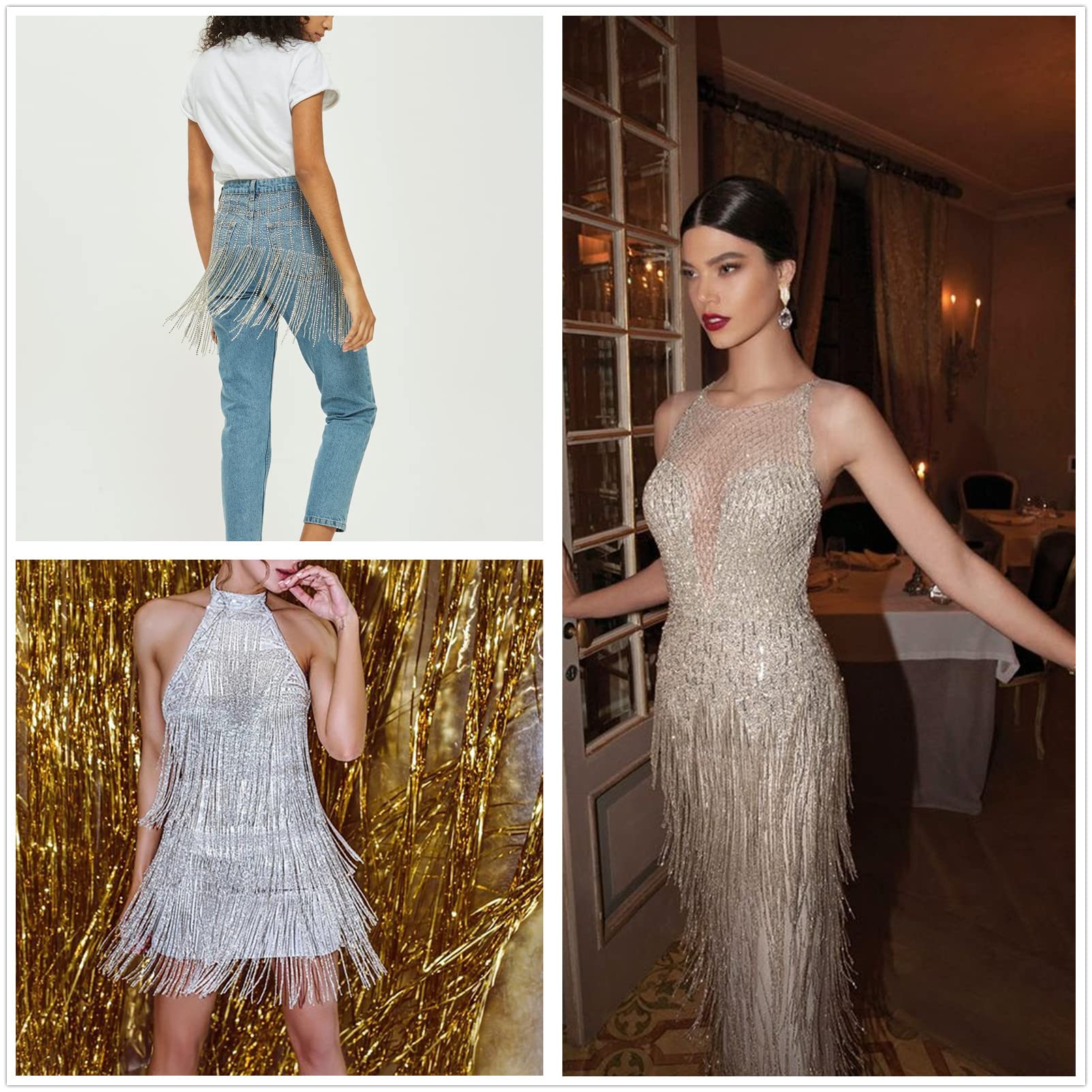 adrianna papell fringe beaded cocktail dress Fringe High Low Wedding Dress by Adrianna Papell 40363 main image 0