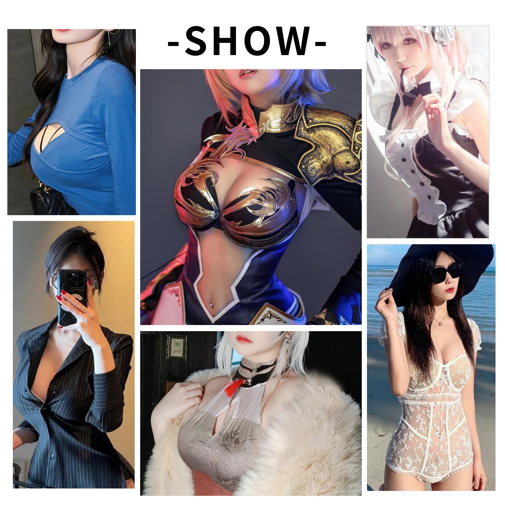 Forma Seno in Silicone per Crossdresser Riempimento in Cotone Colletto Basso Seno Falso con Design Schiena Aperta per Drag Queen, Transgender e Cosplay