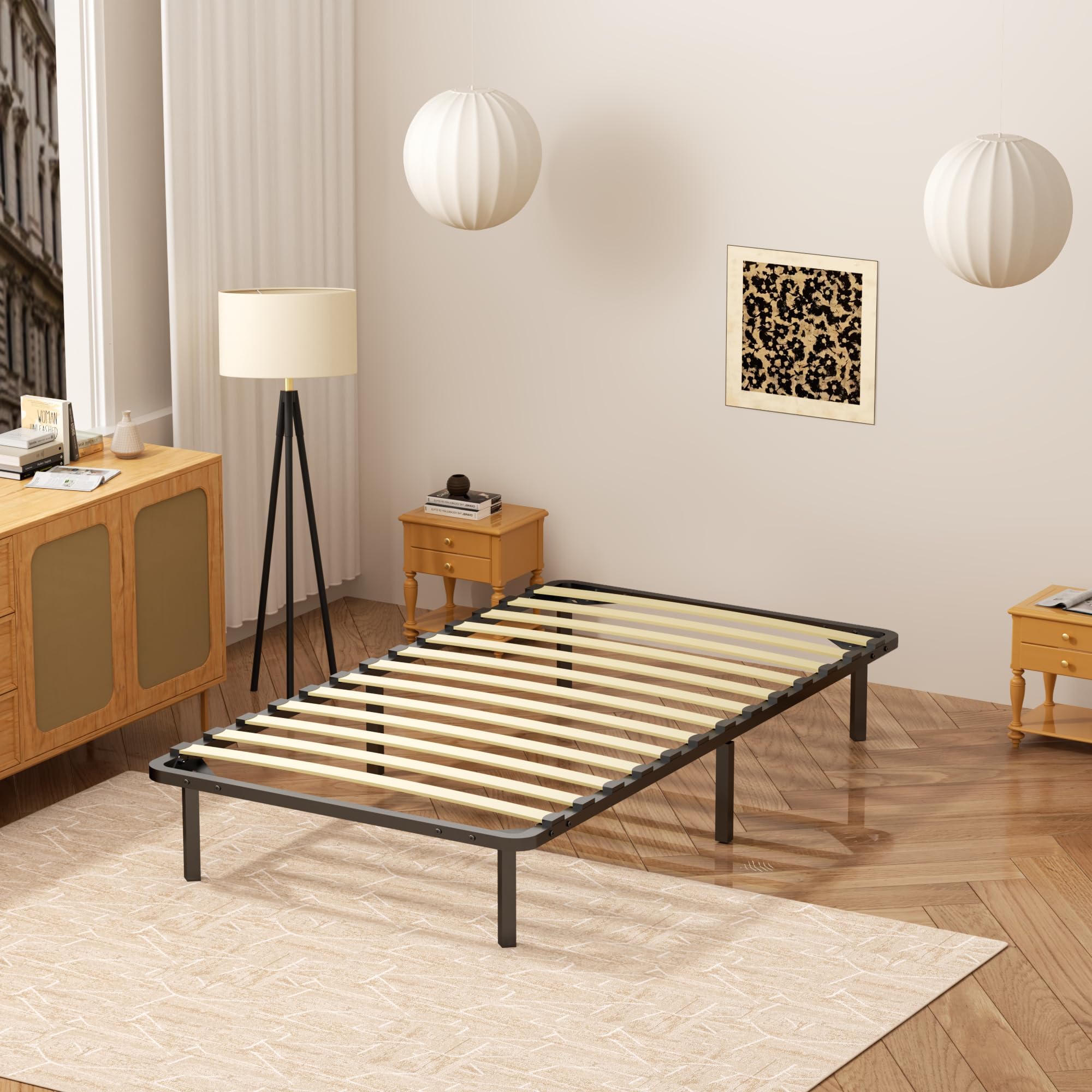 Stanew - Sommier 90x200cm avec 6 Pieds - 1x13 Lattes - Lit avec Sommier à Lattes pour Adulte - Résistant et Confortable