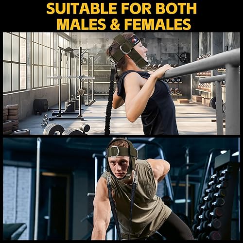 Miniatura 8 de Entrenador de arnés de cuello y cabeza, correa ajustable para la barbilla y arnés de cabeza, ejercitador de cuello de neopreno para levantamiento de