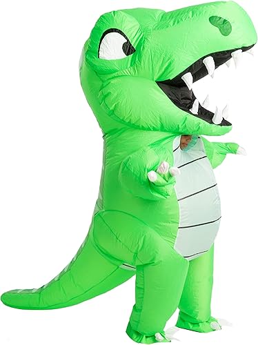 Miniatura 2 de Spooktacular Creations Disfraz inflable de Halloween de cuerpo completo de dinosaurio inflable Disfraz unisex de T-Rex (verde, niño (7-10))