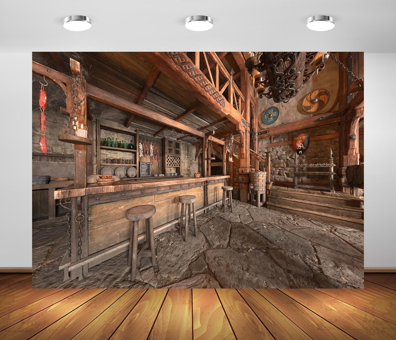 Amazon.com : BELECO 5x4ft Fabric Medieval Tavern Backdrop Vintage ...