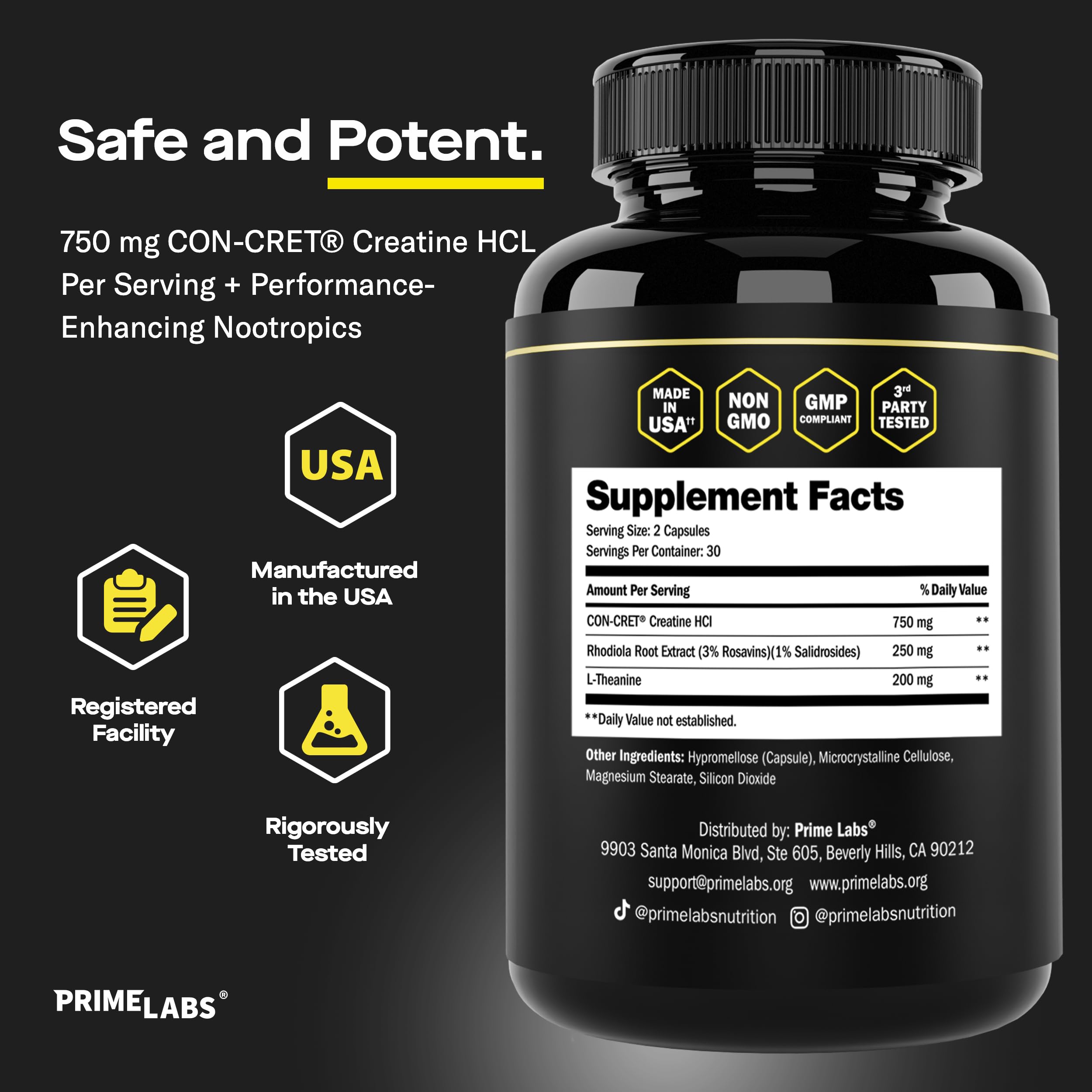 Prime Labs Creatine HCl Capsules with Rhodiola Root Extract & L-Theanine — Amazon image 4