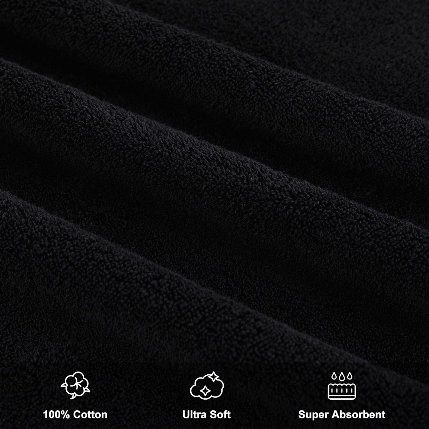 Luxury Leopard Bath Towel Set 3 Piece-1 Cotton Bath Towel, 1 Hand Towel, 1 Washcloth Decorative Bathroom Towel Sets, Cheetah Animal Jacquard Soft Highly Asorbent Towels for Bathroom(Black)