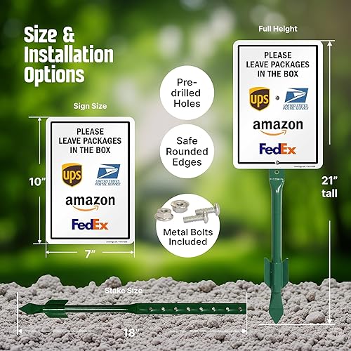 Miniatura 3 de SmartSign Letrero de 10 x 7 pulgadas con estaca de 18 pulgadas, aluminio laminado resistente al óxido de 40 mil, multicolor, juego de 1, fabricado