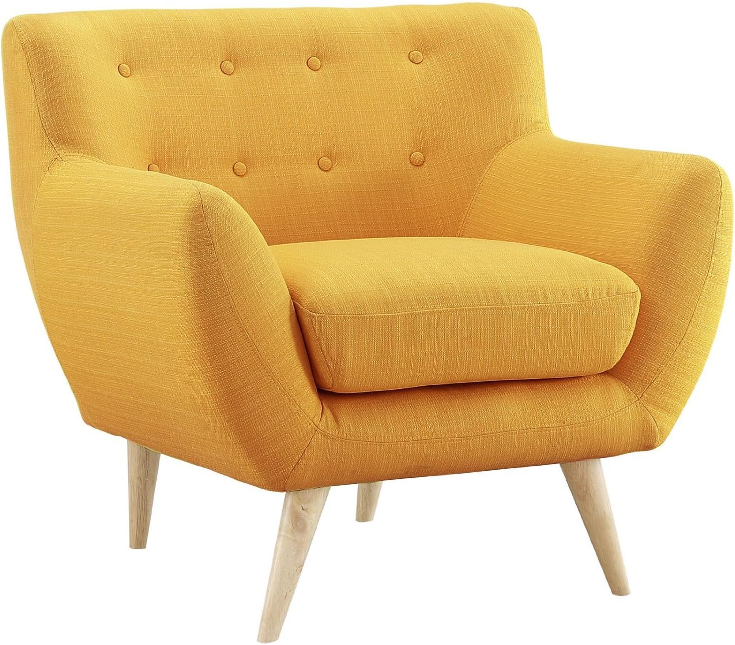 Mid Century Modern Tufted Button Living Room Accent Chair (Yellow)