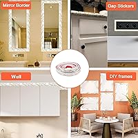 Vista 2 de Moldura flexible de 16.4 pies, autoadhesiva para despegar y pegar, 3D impermeable, líneas de pared decorativas para borde de espejo, pared de fondo