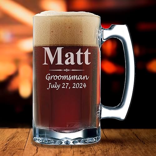 Miniatura 2 de Juego de 3, juego de 5 juegos de 7 y más vasos de cerveza personalizados para padrinos de boda, grabado personalizado, tazas de regalo para el mejor