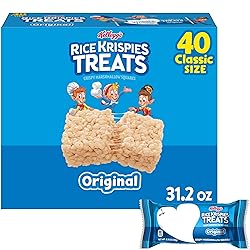 Rice Krispies Treats Crispy Marshmallow Squares, Kids Snacks, Snack Bars, Original, 31.2oz Box (40 Bars)