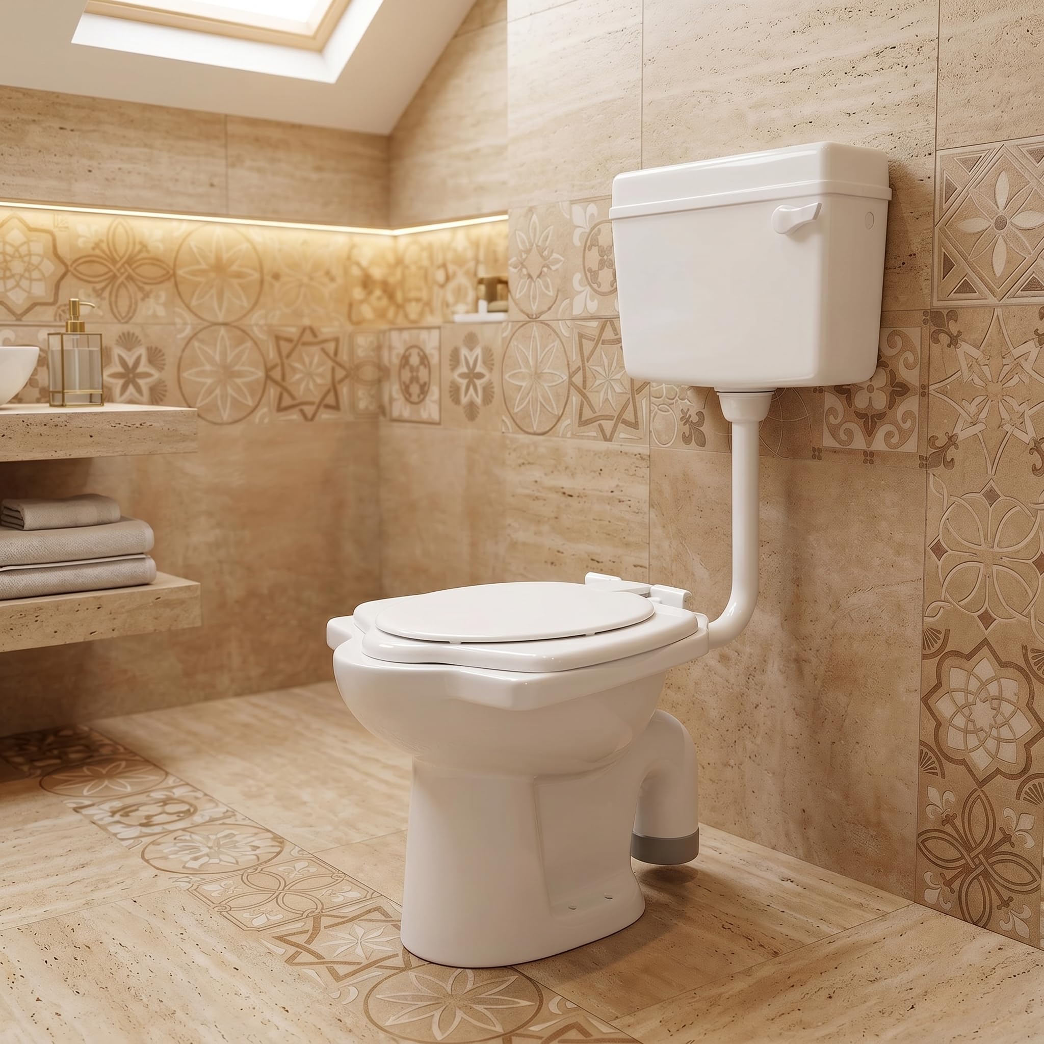 InArt Ceramic Anglo Indian Commode/Water Closet S Trap - White with Normal Seat Cover- White & Premium Normal Flush Flush Tank Combo-image-38