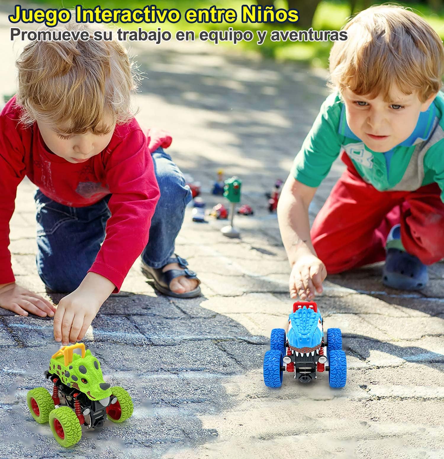 Coches para Niños 2 Años, Pack de 2 Dinosaurios Coches Juguetes Niños 2 3 Años con Impulsados Fricción, Monster Truck Coches Cars Camion Juguete Regalos Niños 2 3 4 5 Años
