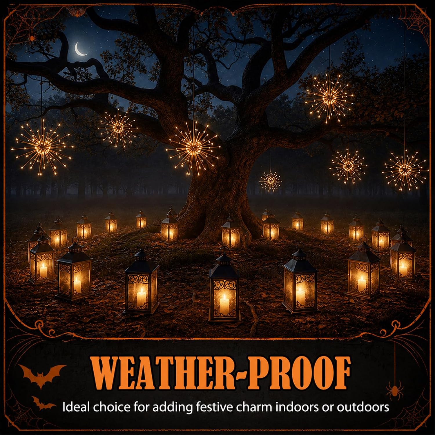 Tujoe 2 Pcs 24 in Halloween Starburst Lights Outdoor Firework String Lights