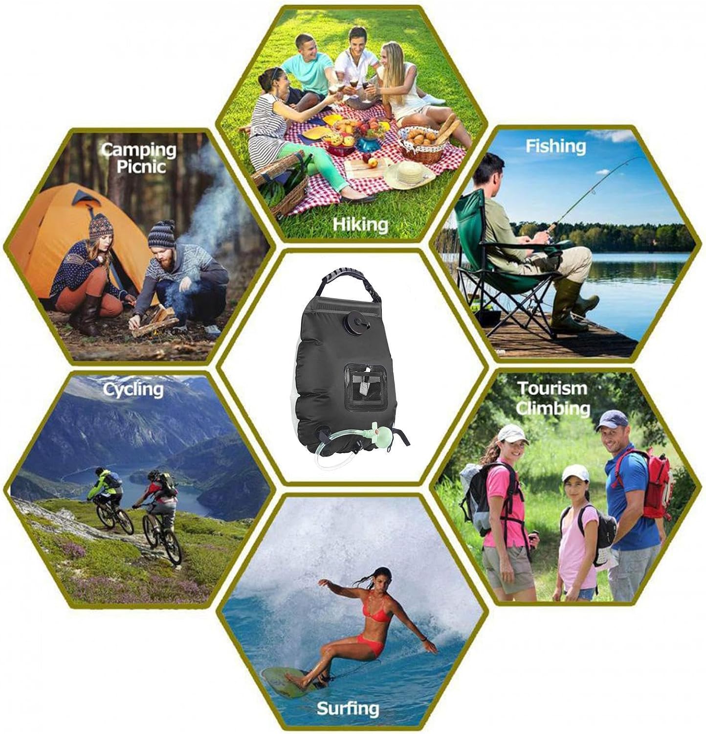 Solar Camping Shower Bag, Removable Bath Tool, Outdoor Water Delivery, Gear image 5