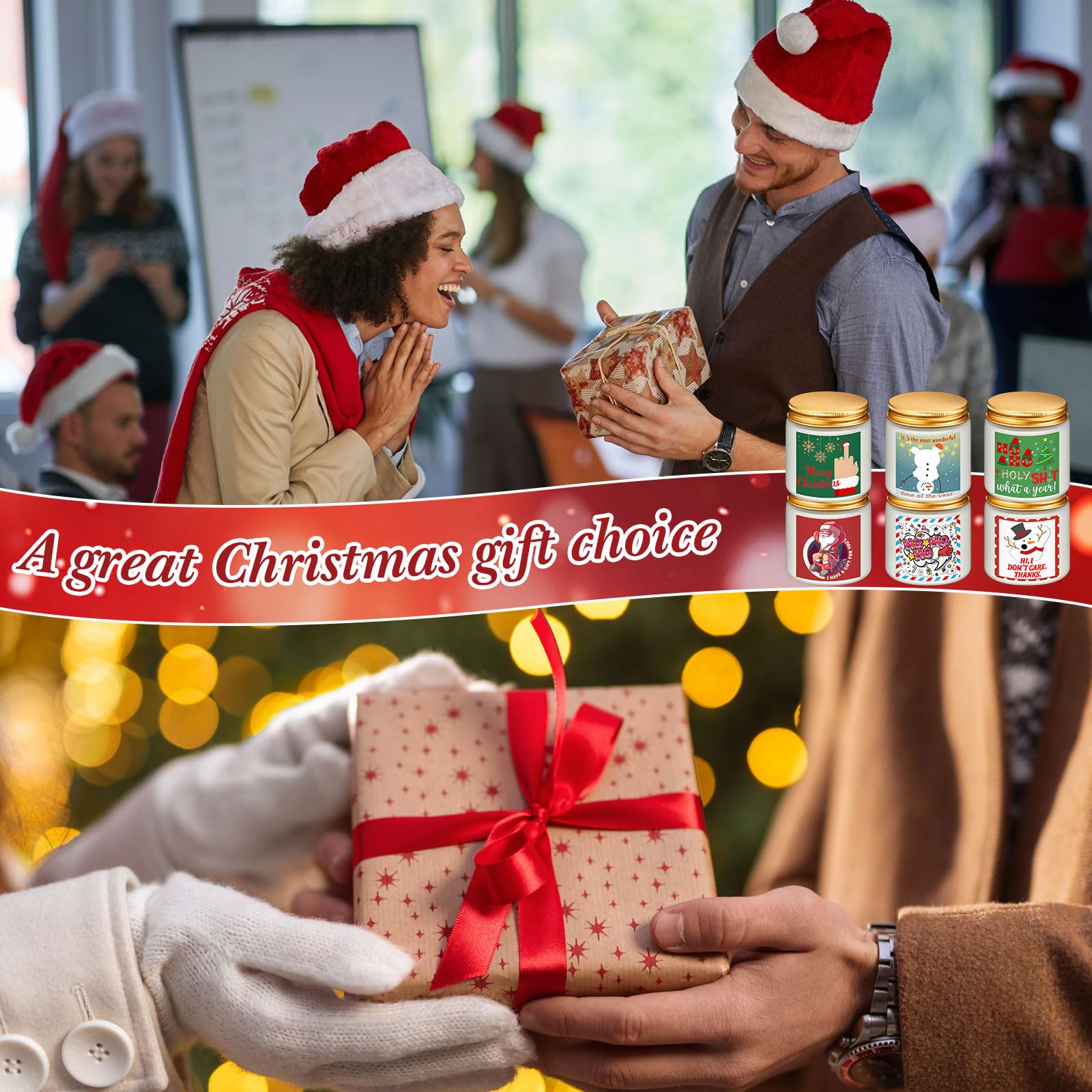 Conelist 24 velas aromáticas divertidas de Navidad, regalos divertidos de Navidad para mujeres, velas ofensivas, creatividad, decoración navideña, vela de cera de soja de 3.5 onzas para Año Nuevo
