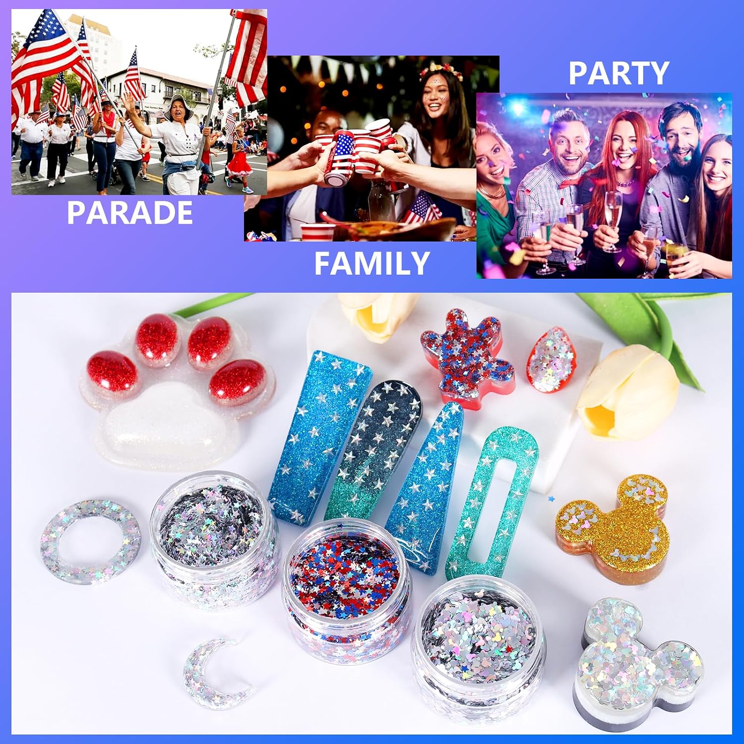Matio Stars Glitter Star Shaped Confetti Chunky Glitter 3mm, 0.52oz/15g Holographic Silver Body Glitter 3D Sequins Charm Stickers for DIY Craft Resin Nail Art Makeup Eye Bling Party Decor-Laser Silver