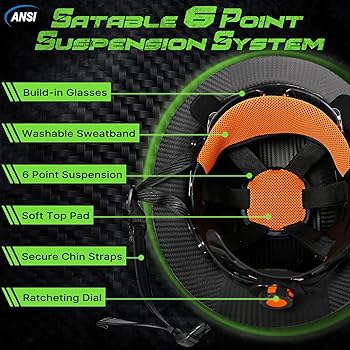 Aolamegs Carbon Fiber Full Brim Hard Hat with Chin Strap