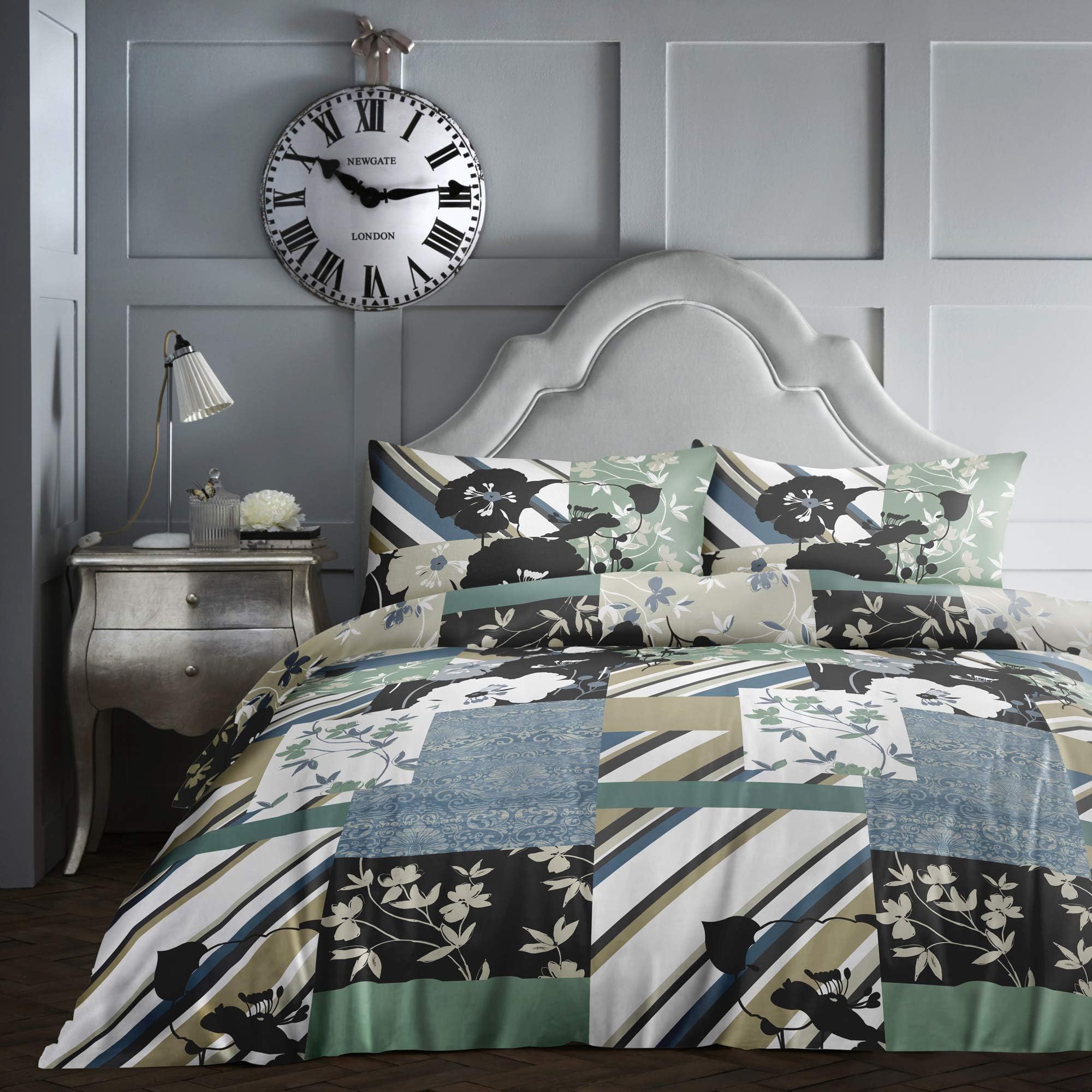 Dreams & DrapesTile Patchwork-Easy Care Duvet Cover Set, Teal, King