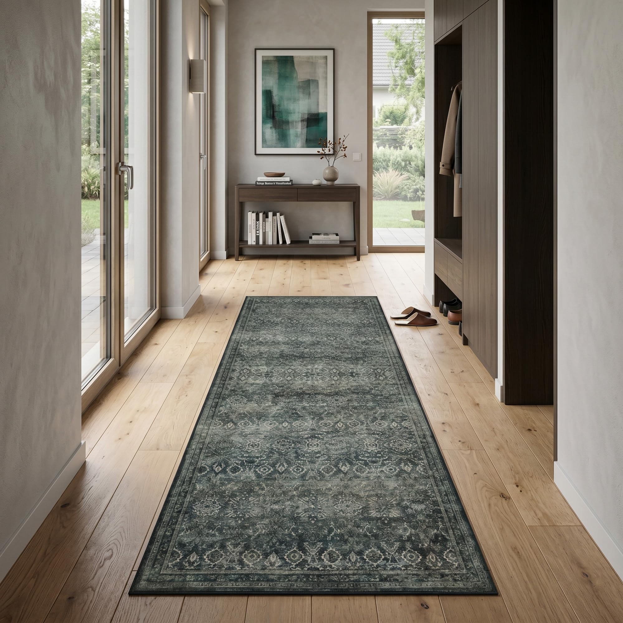 Carpetsale24 Waschbarer Teppich Beige Vintage Kurzflor Wohnteppich für Wohnzimmer Esszimmer Schlafzimmer Orientalisches Design Pflegeleicht Waschmaschinengeeignet