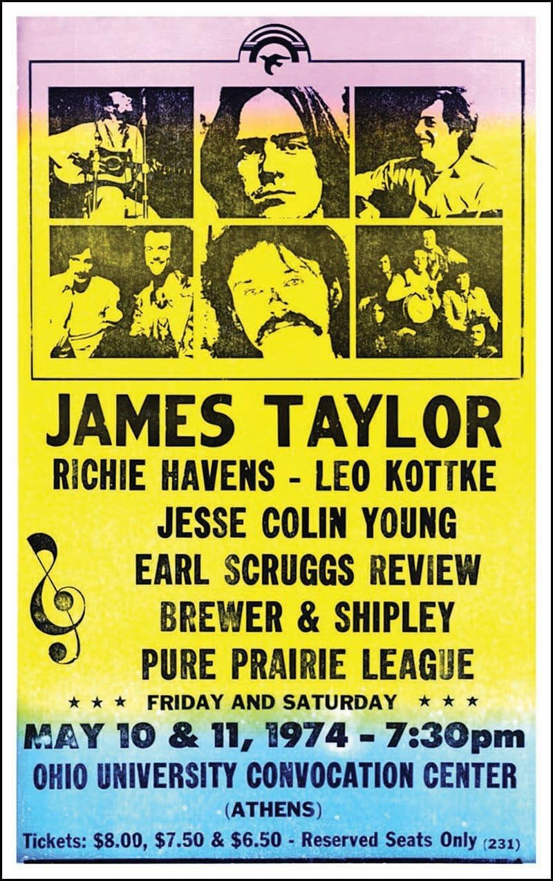 James Taylor 14" X 22" Vintage Style Concert Poster
