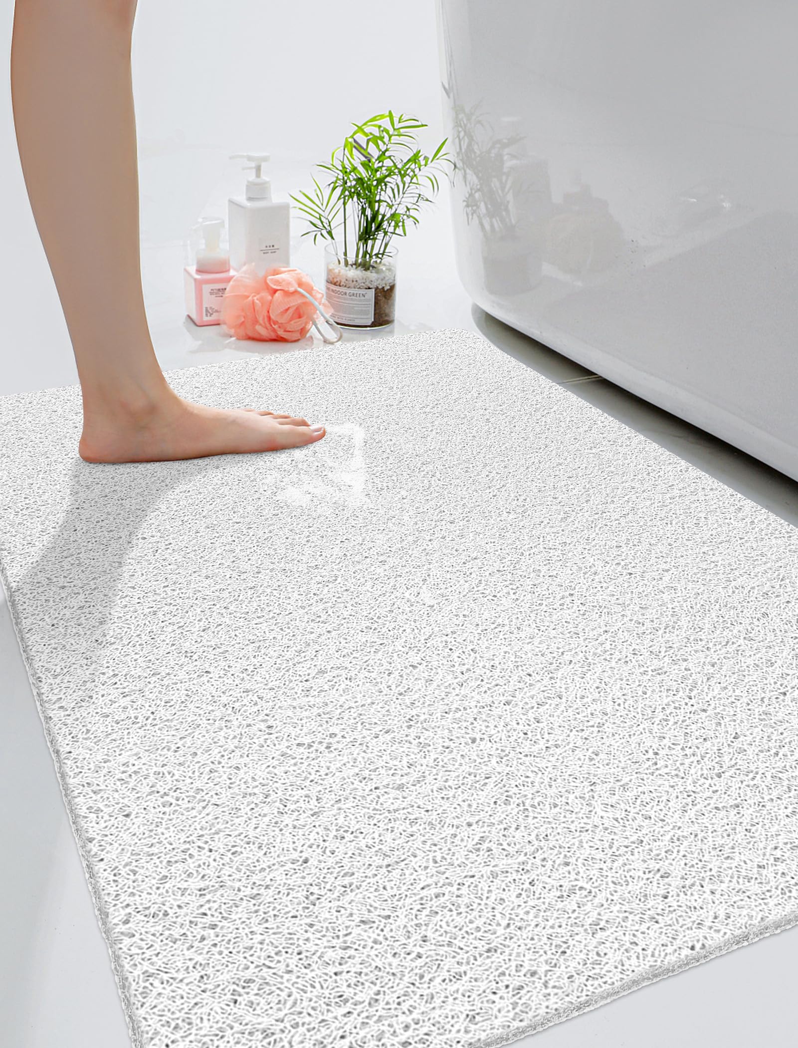 nky 【Rutschfeste Duschmatte】120 x 80 cm große Duschmatten für Innendusche & Nassbereich – Weich-PVC-Luffa-Anti-Rutsch-Duschbodenmatte mit Abfluss für ältere Menschen