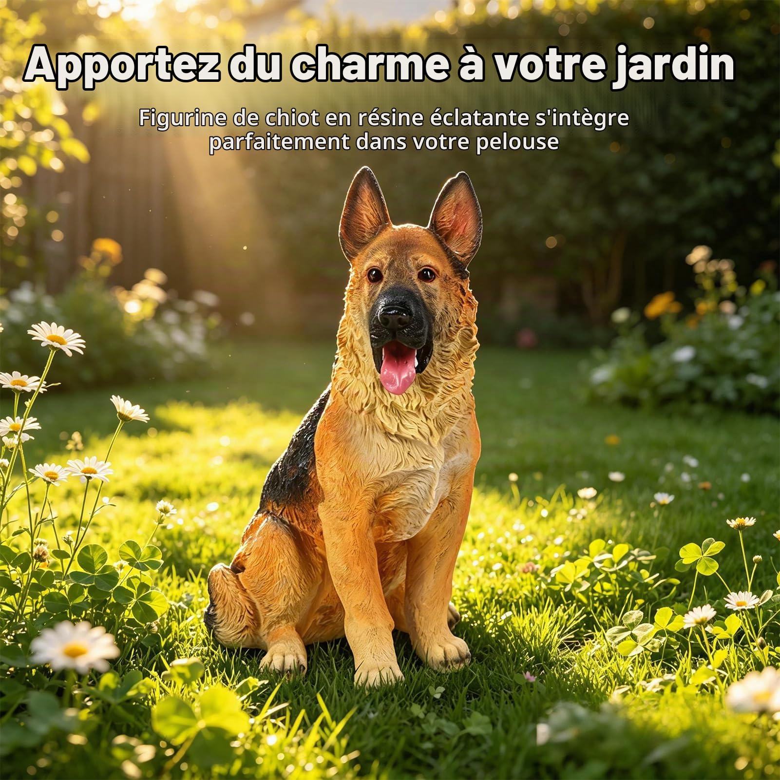 Décoration De Jardin en Résine Wolfdog Statue De Chien, Berger Allemand Intérieur Et Extérieur, Paysage, Patio, Cour, Décoration Animale