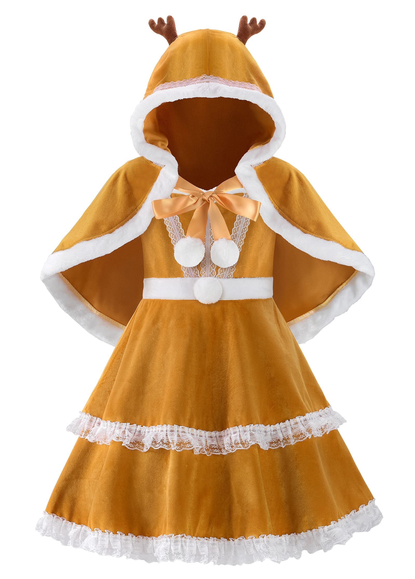 ReliBeauty Déguisement Renne pour Filles Costume Cerf Robe Noël pour Enfant