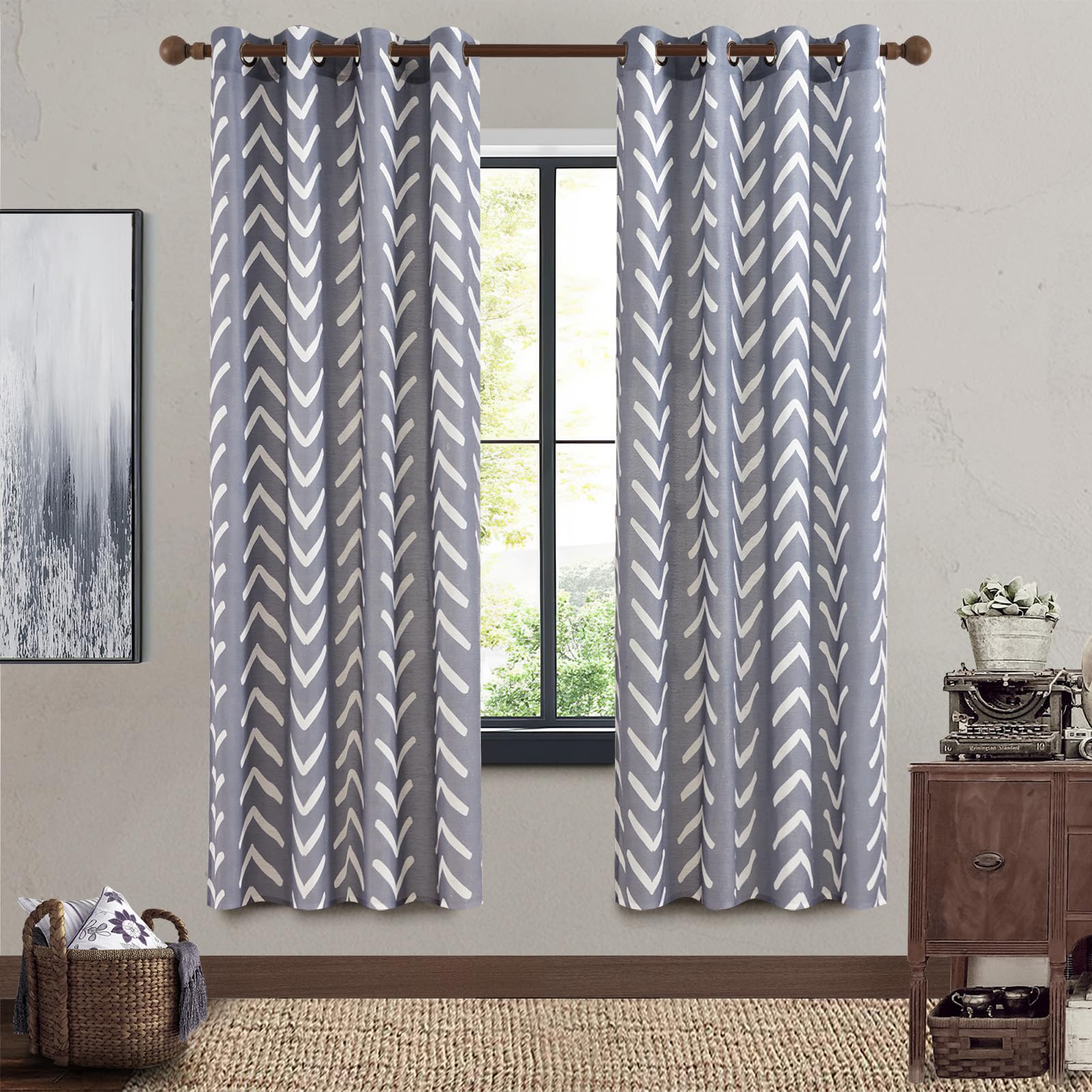 Grey Chevron Bedroom Curtains