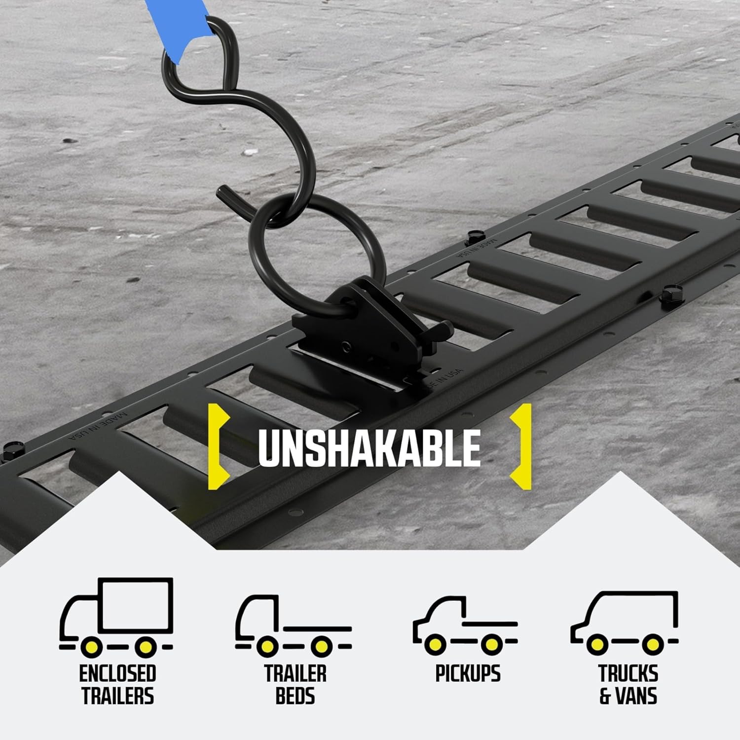 DC Cargo E-Track Dirt Bike & Motorcycle Wheel Chocks for Trailer Kit: Secure Two Bikes with 4 Heavy-Duty Steel E-Track O Rings & 1x15 Ratchet Straps – E Track Motorcycle Wheel Chock Tie-Down Bundle