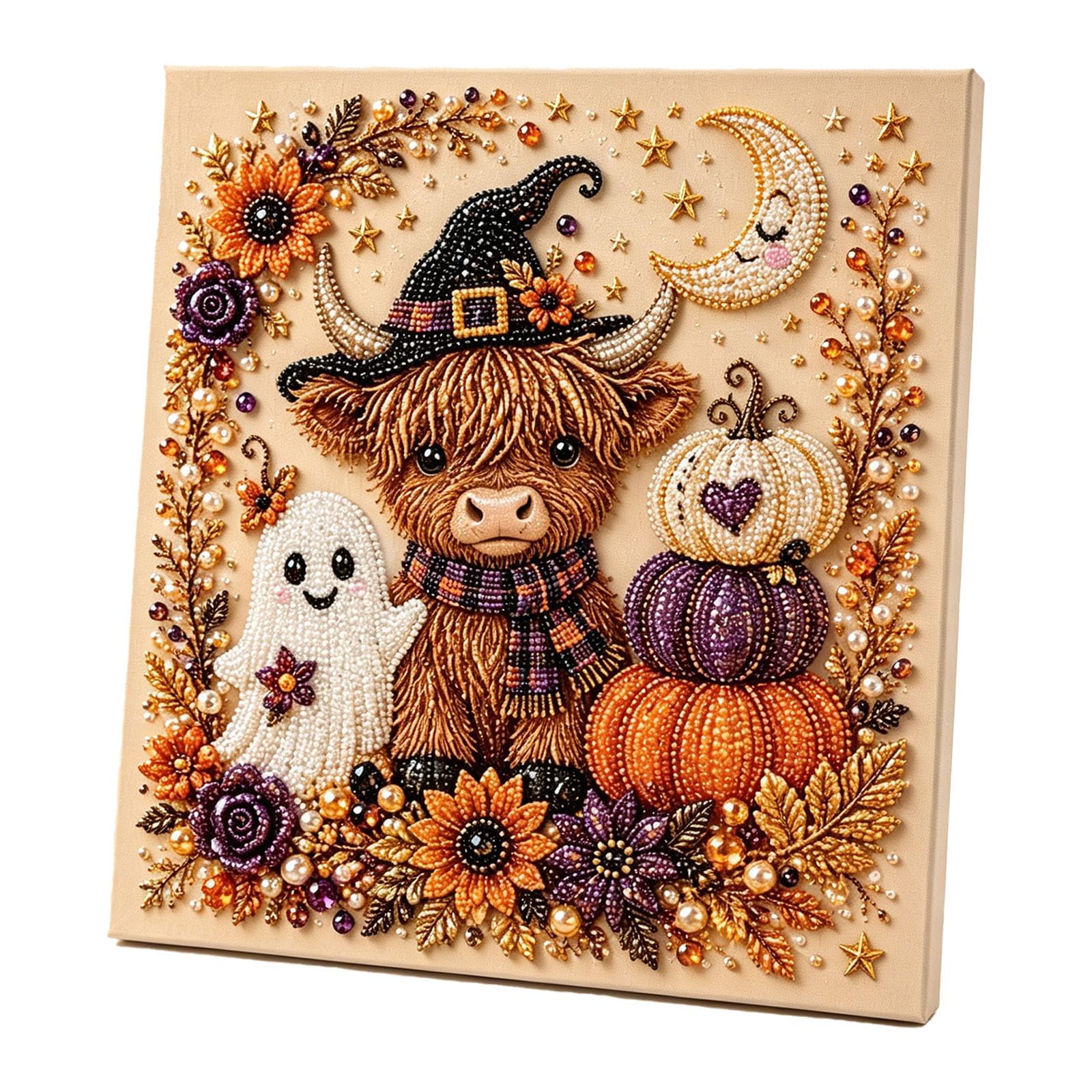 WSELiYi Halloween Ghost Pearl Art DIY Kit - Spooky Ghosts Festive Halloween Wall Art, Spooky Ghost Festive Design, Reative Halloweens Ghost Pearl Art DIY Kit for Fun Crafting for Seasonal Project (F)