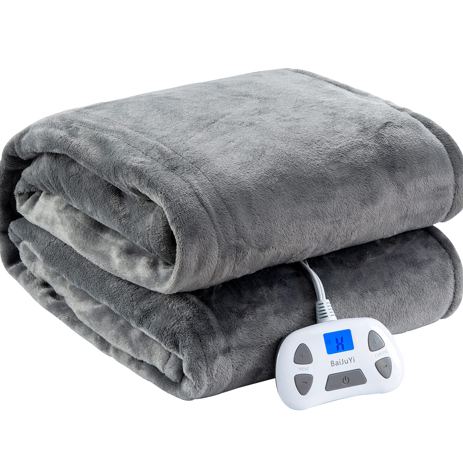 Amazon.com: BaiJuYi Electric Blanket Twin Size, Single Control Heated  Blanket Twin, 10 Heating 12 Hours Auto Off ETL Certification : Home u0026  Kitchen
