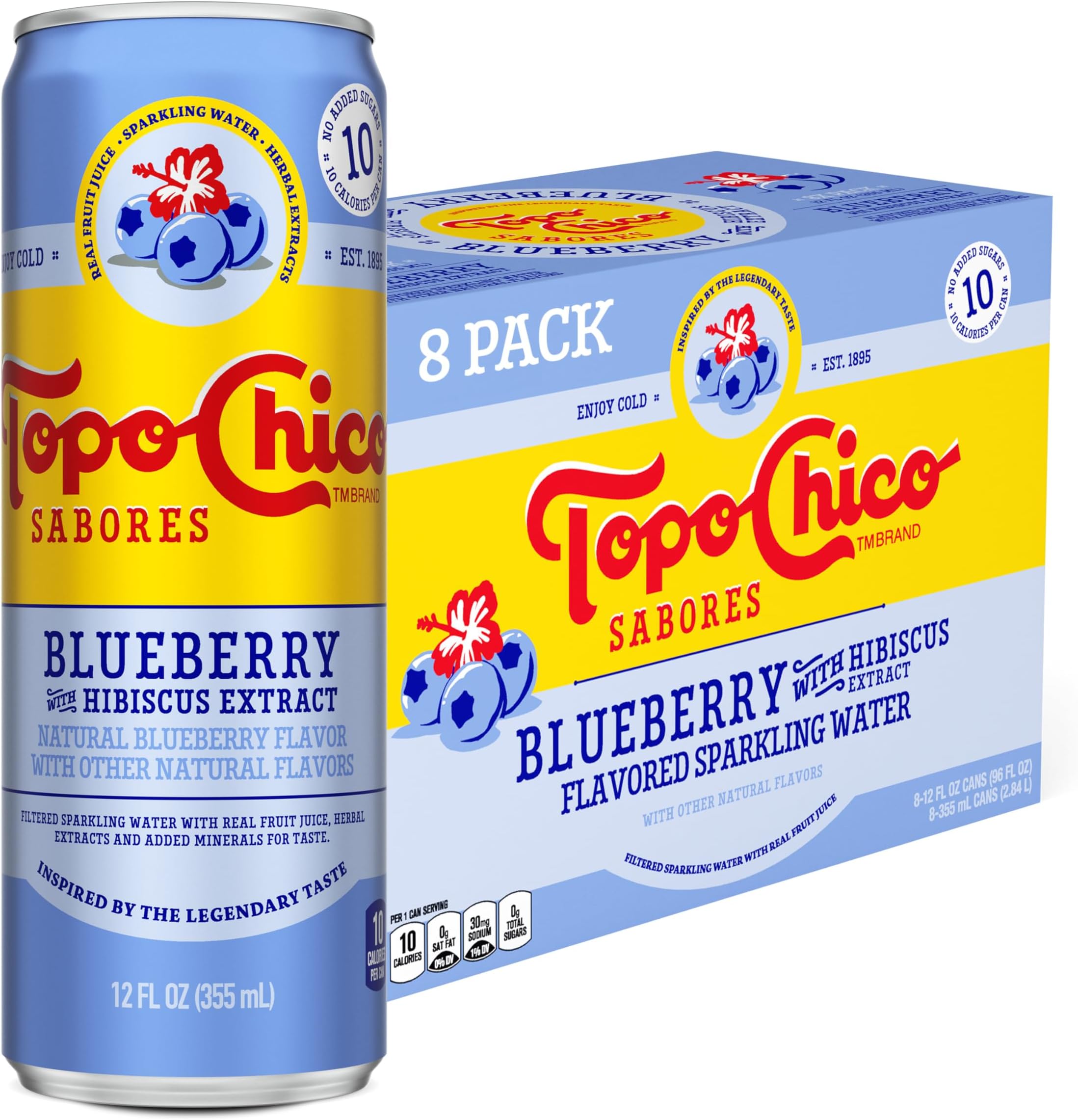 Topo Chico Sabores Blueberry with Hibiscus Extract 12oz 8pk