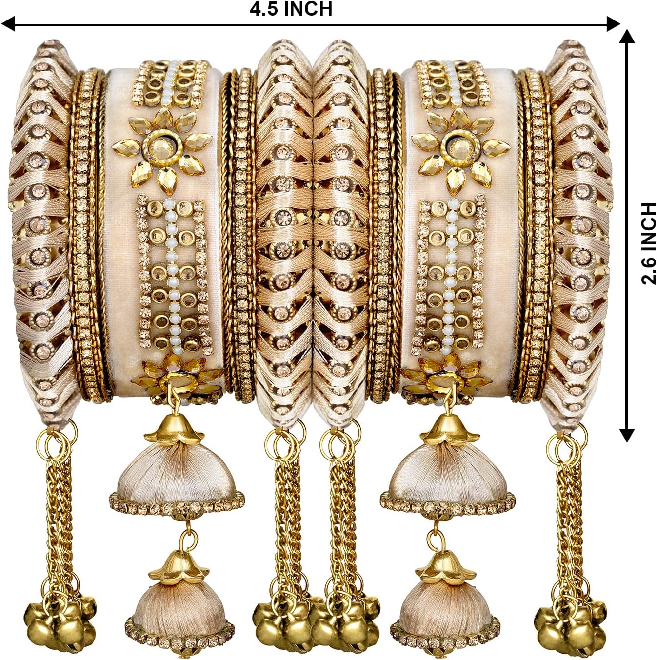 Aheli Wedding Party Designer Velvet Faux Stone Studded Bridal Bangle Set Chuda with Hangings Indian Traditional Ethnic Fashion Jewelry Gift for Women
