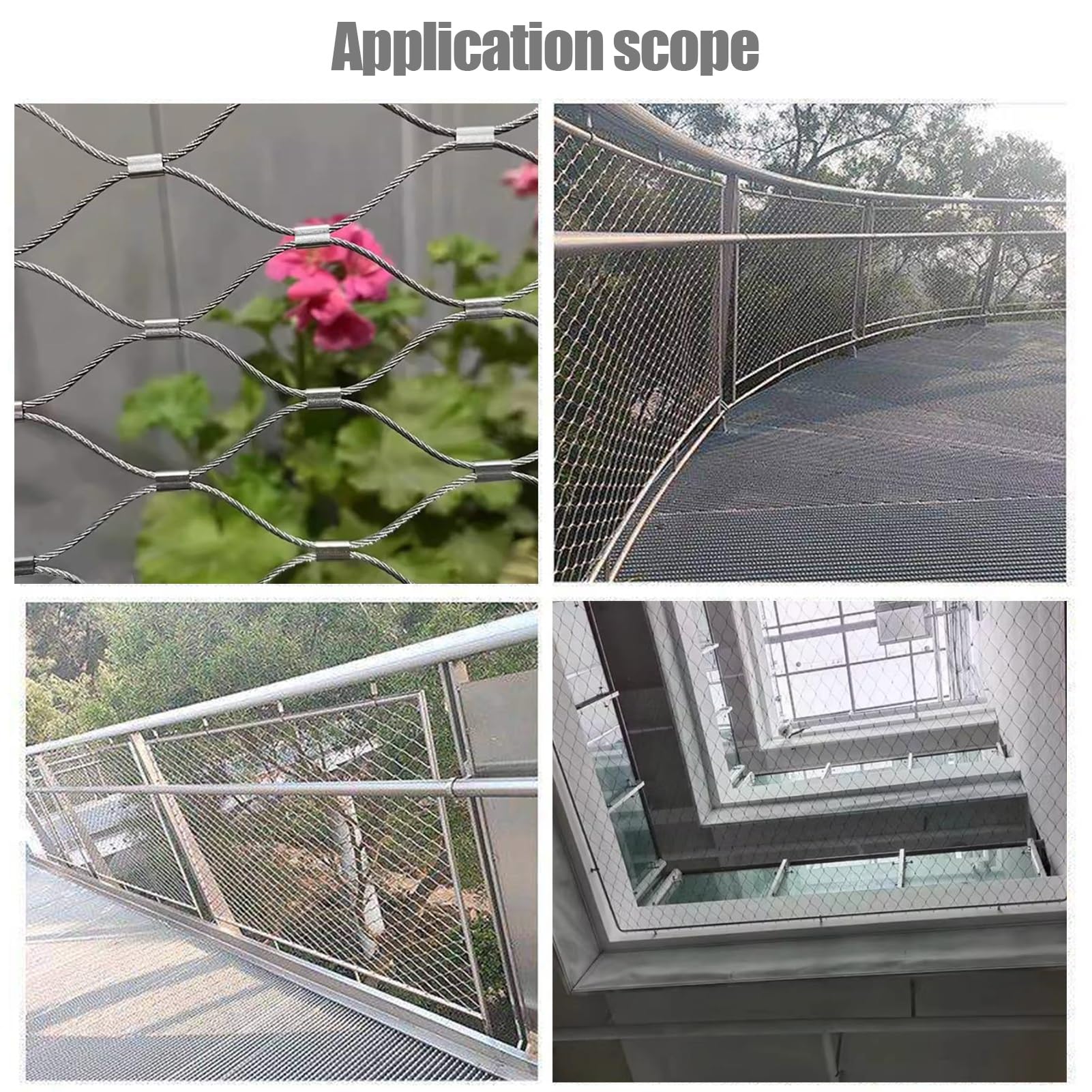 Filet de sécurité en acier inoxydable pour clôture de jardin, volaille, filet de sécurité anti-chute pour jardins et zoos (2 x 10 m)