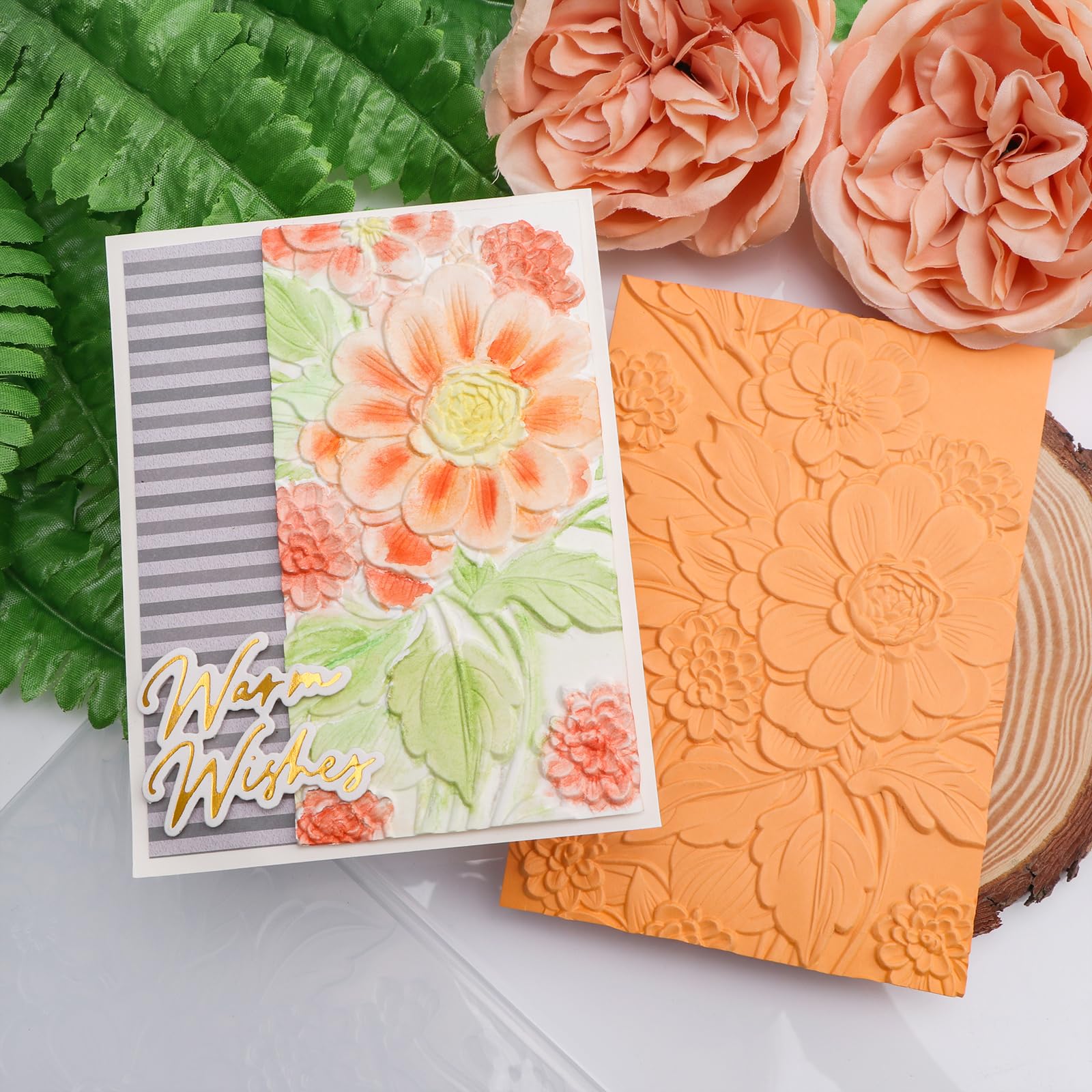 3D Embossing Folder for Card Making Texture Fades Blossom Bloom Floral Plastic Embossing Folder Template for DIY Scrapbooking Paper Crafting Handmade Crafts Scrapbooking Arts Supplies Scrapbook Decor