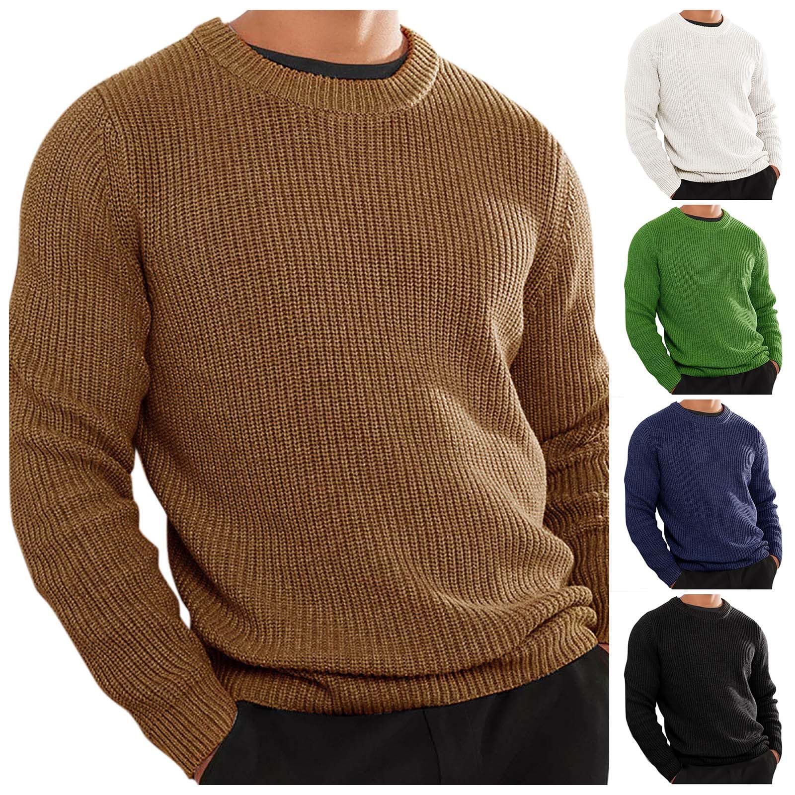 Generisch Jersey básico de trabajo para hombre, monocolor, camiseta de manga larga, jersey de punto fino, jersey de punto de negocios, sin capucha, elegante, manga larga, suéter de invierno, corte
