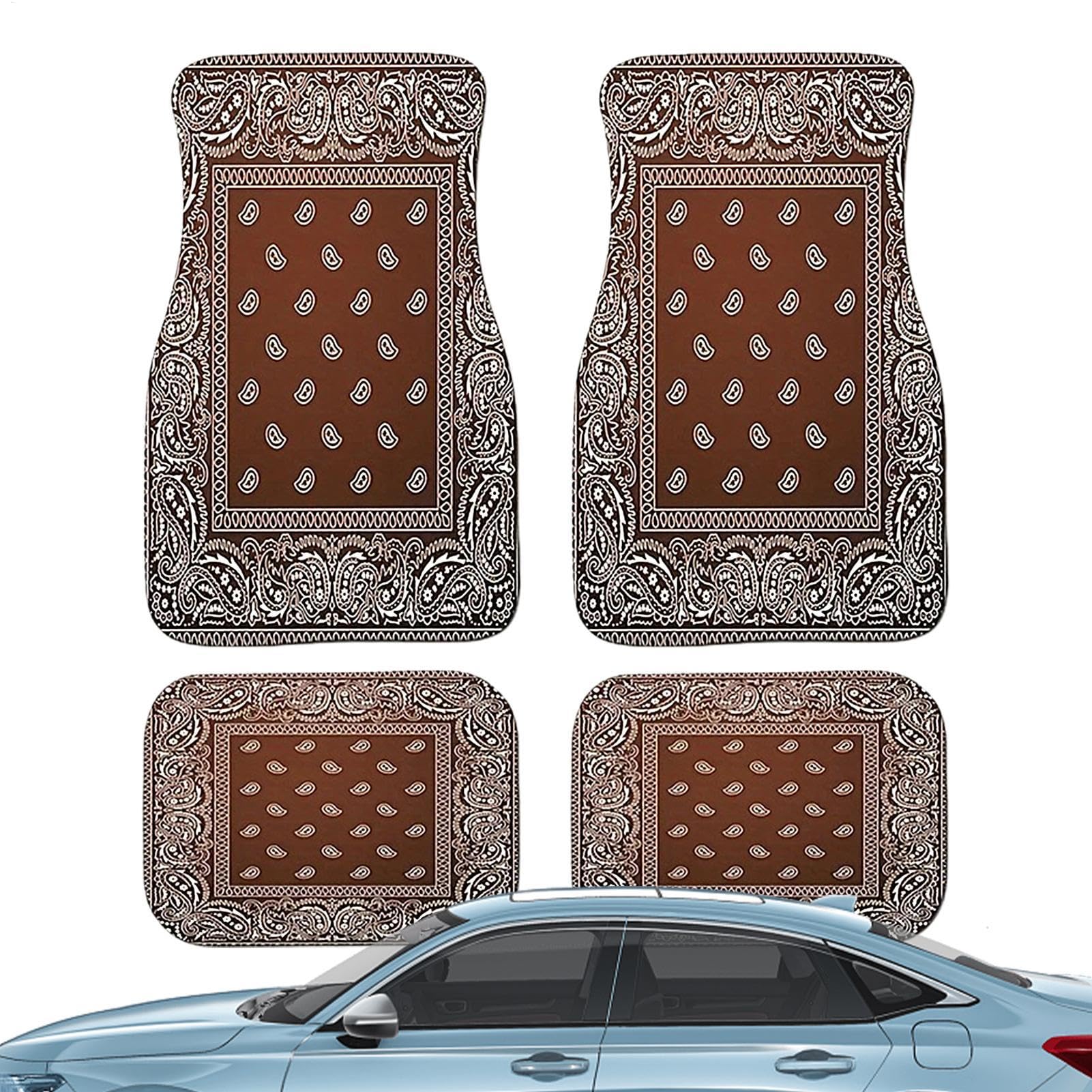 Tapis pour Femme | Tapis de Voiture arrière 4 pièces | Tapis Lourds | accessoires pour voiture Boho, non glissants, rétro, à neige, boue