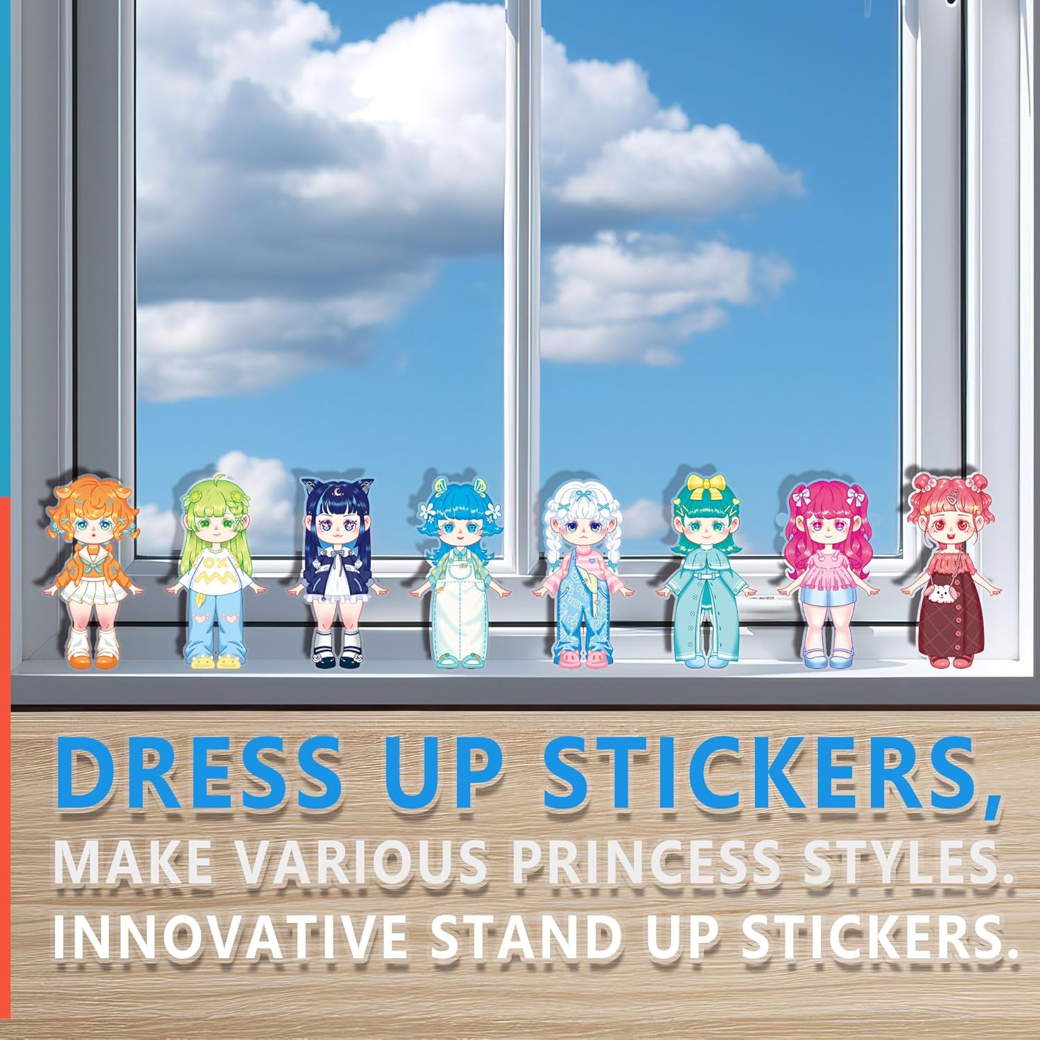 130PCS DIY 3D Dress-Up Stickers – Fun Stand-Up Stickers for Laptops, Water Bottles – Dress-up Stickers for Teens