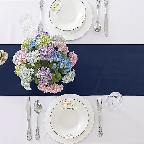 Miniatura 2 de Paquete de 12 caminos de mesa de satén de 12 x 108 pulgadas de largo, color azul marino, camino de mesa de seda satinada para boda, cumpleaños,