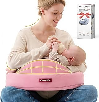 Momcozy Original Nursing Pillow for Breastfeeding, Plus Size Breastfeeding Pillows for More Support, with Adjustable Waist Strap and Removable Cotton Cover, Colorful Wildlife