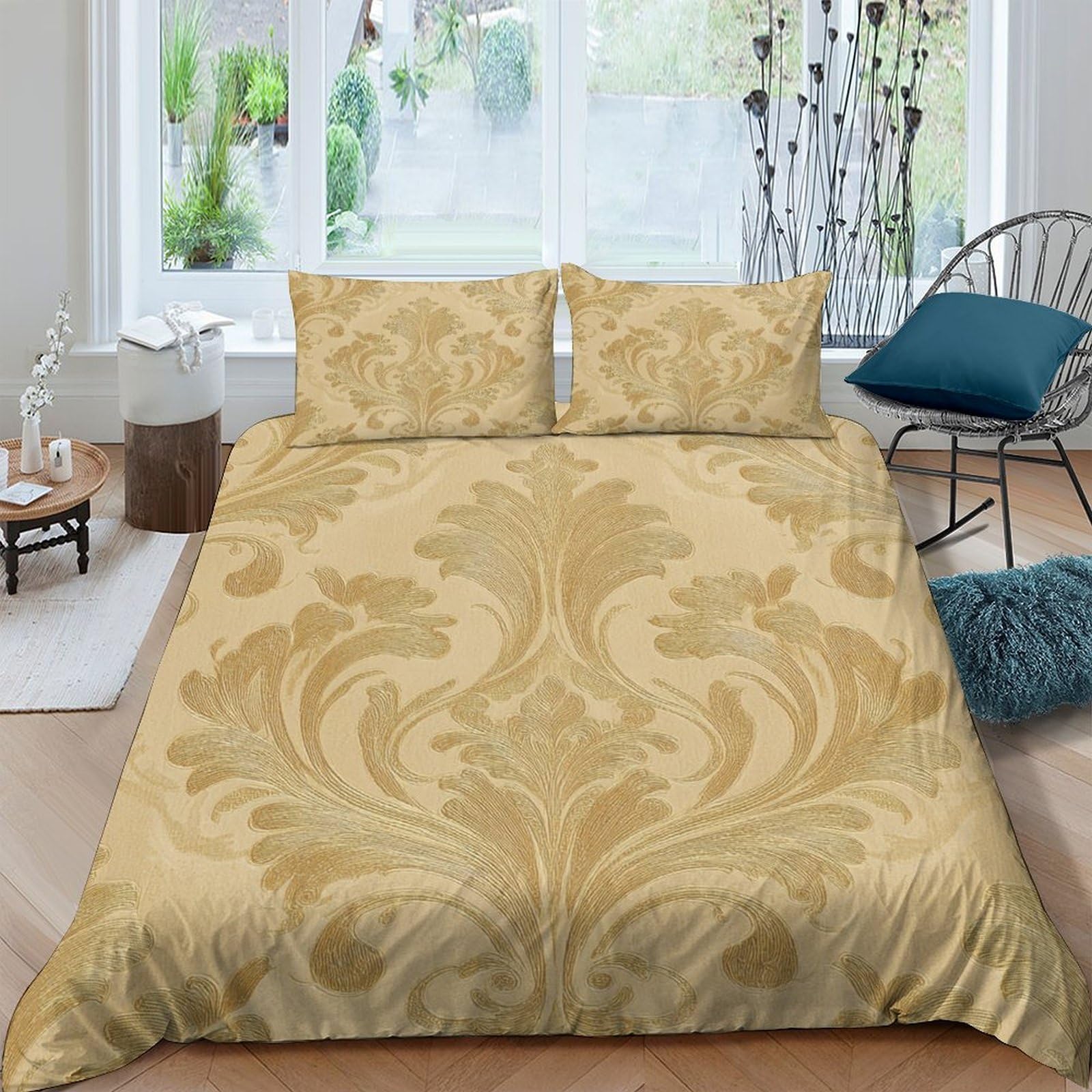 XFKLYNVCJ 3D Printed Ornate floral Bedding Cover Brushed Microfiber Baroque pattern Duvet Cover Hypoallergenic Quick Drying for Birthday Gift Adults Home Daily Use Single（140x200cm）