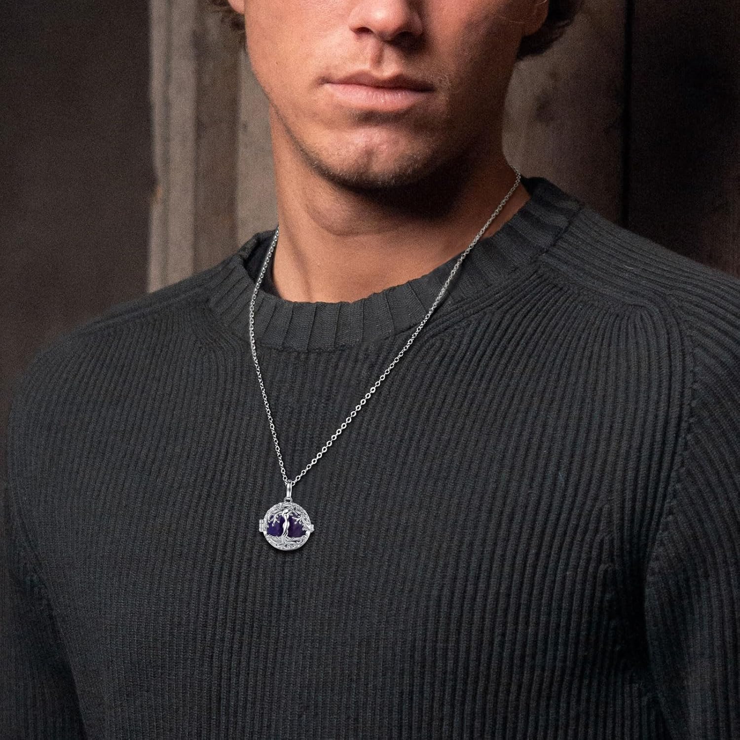 INFUSEU Tree of Life Necklace Healing Crystal Stone Holder for Women Spiritual Gifts, Adjustable 20-22 Inch Chain - Image 5